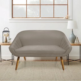 Kit 01 Namoradeira 02 Lugares e 02 Poltronas Giratória Giovana Suede Marrom Rato Base Madeira MM30 - D'Rossi