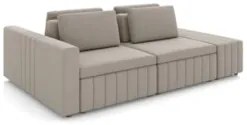Sofá Ilha e Puff Sala Living 245cm Siesta Z32 Veludo Bege - Mpozena