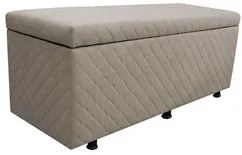 Calçadeira Baú Casal 140cm Estofada Liz S05 Suede Bordado Bege - Mpoze