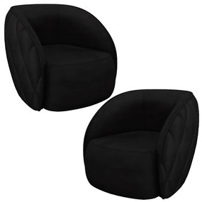 Kit 2 Poltronas Decorativas Clarke Veludo Preto G45 - Gran Belo