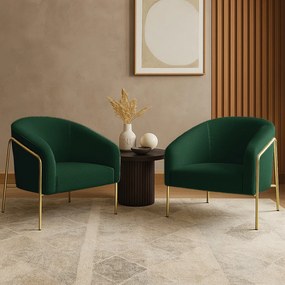 Poltrona Sala Industrial Alta Dourado Kit 2 Stella Bouclê D03 - D'Rossi - Verde