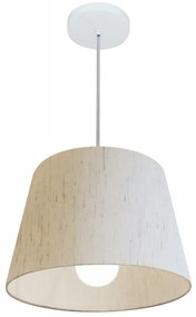 Lustre Pendente Cone Md-4240 Cúpula em Tecido 30/40x30cm Linho Bege - Bivolt