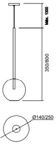 Pendente Ball Ø25X80Cm 1Xg9 Haste 55Cm / Metal E Globo Ø25Cm | Usina 1... (ORN-M - Ouro Novo Metálico, CLEAR)