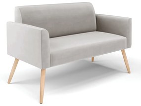 Sofá Namoradeira com 2 Poltronas Pés Palito Natural Marisa Veludo D03 - D'Rossi - Cinza