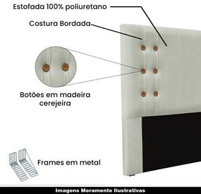 Cabeceira Decorativa Casal 1,40M Kors Veludo Prata G63 - Gran Belo