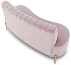 Sofá 2 Lugares 135cm Pés Aço Dourado Tamar Veludo Rosê Z08  - Mpozenat