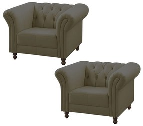 Kit 02 Poltronas Decorativa Maggiore Couro Fendi G58 - Gran Belo