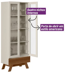 Cristaleira Maju 2 Portas Freijó e Off White 71x185 cm L04 - D'Rossi