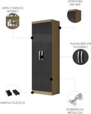 Armário Multiuso Lavanderia 52cm Aspasia Atacama/Grafite A15 - Mpozena