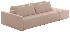 Sofá Ilha Modulado Milos 252cm Puff Lateral Veludo Rosê G33 - Gran Belo