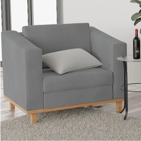 Poltrona Decorativa Europa Suede Cinza ADJ Decor