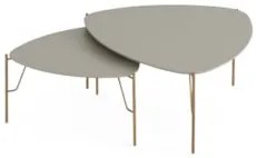Mesa de Centro Para Sala Pés Metálicos Kit 2 Blen Grigio/Dourado I06 -