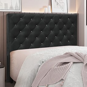 Cabeceira Decorativa Casal 1,40M Tàzio Veludo Preto G63 - Gran Belo