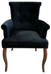 Cadeira de Jantar Belford Veludo Preto Pés de Madeira Design Sofisticado G48 -  Gran Belo