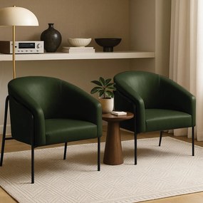 Poltrona Sala Industrial Alta Preto Kit 2 Stella Sintético PU D03 - D'Rossi - Verde