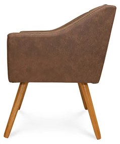 Poltrona Decorativa Capitonê Amanda Retrô Corano Marrom Pés Palito - Loja Sheep - Marrom