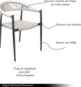 Cadeira Área Externa de Alumínio Carmy com Corda Naútica Grafite/Amêndoa G56 - Gran Belo