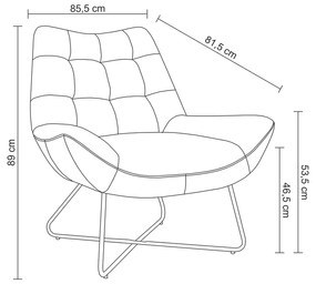 Poltrona Sala Decorativa Base Industrial X Logan Sintético PU R02 - D'Rossi  - Marrom