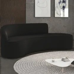 Sofá 4 Lugares Para Sala 220cm Orgânico Wendi Suede Preto I01  - Mpoze