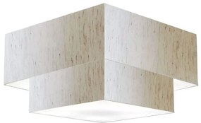 Plafon Duplo Quadrado Md-3022 Cúpula em Tecido 25/50x35cm Linho Bege - Bivolt