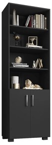 Livreiro Office Brian 02 Portas Pequenas L01 Preto TX - ADJ DECOR