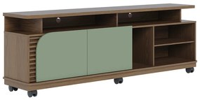 Bancada Tv de 75'' 2 Portas com Rodízio Ewa 180cm Amêndoa/Verde Pistache C04 - D'Rossi