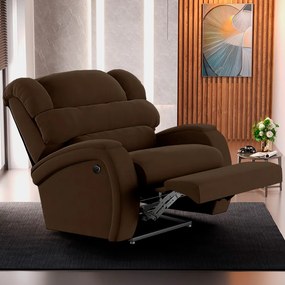 Poltrona do Papai Sala de Cinema Reclinável Kylie Power Elétrica Veludo Marrom G23