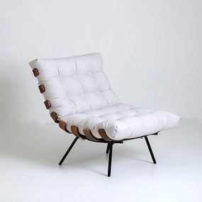 Poltrona Costela Decorativa com Puff Sala de estar