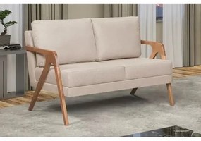 Namoradeira Decorativa Mona luxo Madeira Maciça Linho Bege