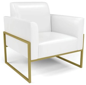 Poltrona Base Industrial Alta Dourado Marisa Corano D03 - D'Rossi - Branco