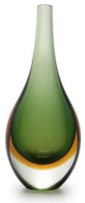 Gota Mini Média Bicolor Verde com Âmbar Murano Cristais Cadoro