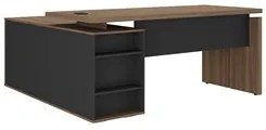 Mesa Escritório em L Gerência 170cm Corp A06 Nogal/Preto - Mpozena