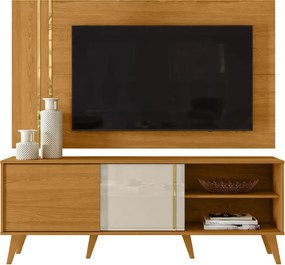 Conjunto Painel com Bancada Atreus Portas Deslizantes MDP até 60 Cinamomo/OffWhite G97 - Gran Belo