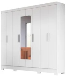 Guarda Roupa Casal com Espelho 8 Portas 236cm Ágata Z17 Branco - Mpoze