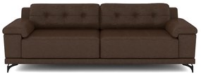 Sofá Living 4 lugares 252cm Agostino Pés Design em Ferro Couro Marrom Manchado G52 - Gran Belo