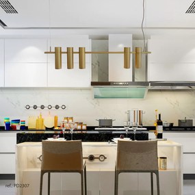 Pendente Retângular 100X5,5X20,8Cm Tubo Transpasse Assimétrico Alumíni... (CHAMPANHE)