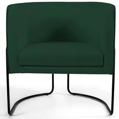 Poltrona Decorativa Base Aço Betina C-117 Linho Verde Musgo - Domi