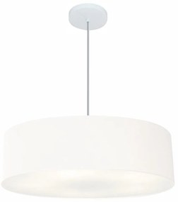 Lustre Pendente Cilíndrico Md-4221 Cúpula em Tecido 60x15cm Branco - Bivolt