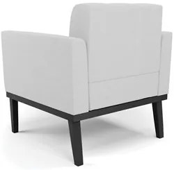 Poltrona Decorativa Base Madeira Preto Ana Linho Cinza - Ibiza