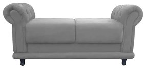 Recamier Barcelona Namoradeira Calçadeira Suede Grafite com strass D'Rossi