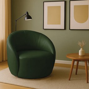 Poltrona Decorativa Orgânica Giratória Lua Sintético PU D03 - D'Rossi - Verde
