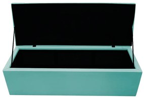 Recamier Baú Estofada Mel 160 cm Queen Size Com Capitonê Suede Azul Tiffany - ADJ Decor