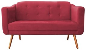 Namoradeira Bruna 1,40 m 2 Lugares Pés Palito Suede Vermelho