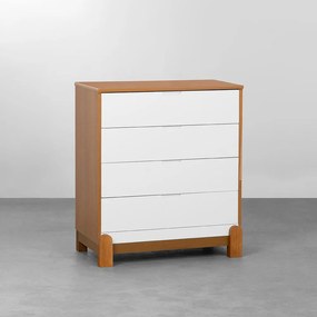 Cômoda Lotus 4 Gavetas - Branco e Savana - Cômoda Lotus 4 Gavetas - Branco Fosco e Savana