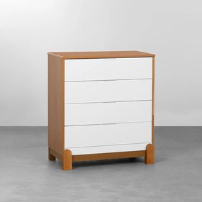 Cômoda Lotus 4 Gavetas - Branco Fosco e Savana