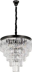 Pendente Cristal Metal Preto Cromado &amp;#xD8;55cm Palace