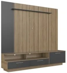Estante Painel TV 75 Pol com LED 200cm Dolphin Mel/Grafite A05 - Mpoze