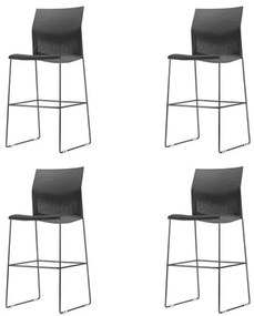 Kit 4 Banquetas Connect Base Fixa Preta - 57585 Sun House