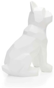 Escultura Decorativa Cachorro Em Resina Branco Mate 26 Cm  - D'Rossi