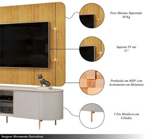 Painel e Bancada TV 75" Floro Frisos Chanfrados 2 Portas Bali/Cedro G18 - Gran Belo